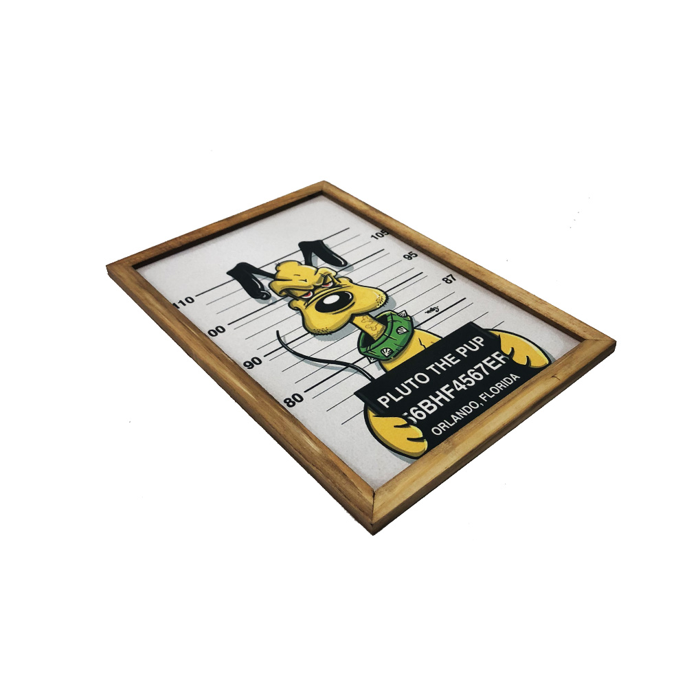 Quadro Decorativa Quarto Sala Pluto Preto 20x30Cm Madeira