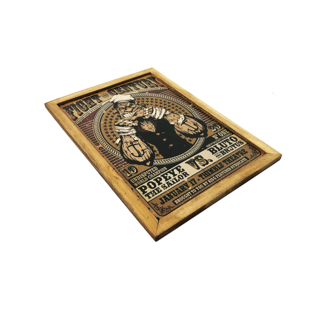 Quadro Decorativa Quarto Sala Popeye Bluto 20X30Cm Madeira