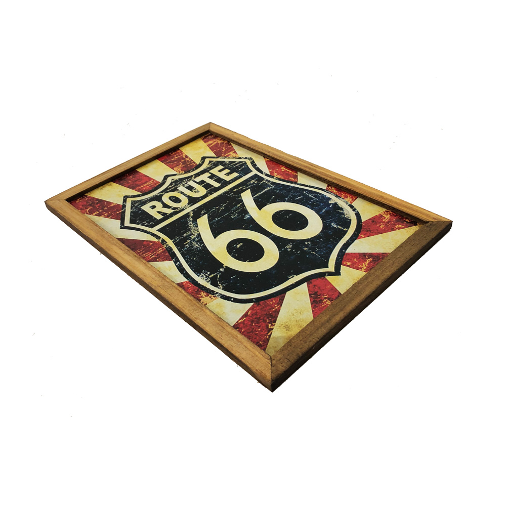 Quadro Decorativa Quarto Sala Route66 Azul e Vermelho