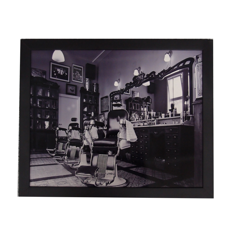 Quadro Decorativo Metal Barbearia Poltrona Cor preto 40x50x2