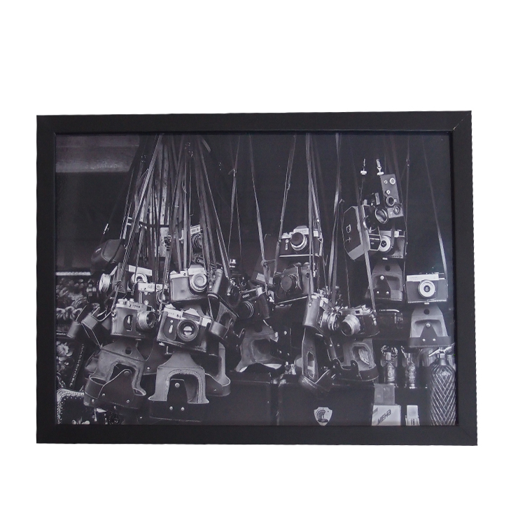 Quadro Decorativo Metal Câmera Fotos Antigas Preto 29x41x2cm