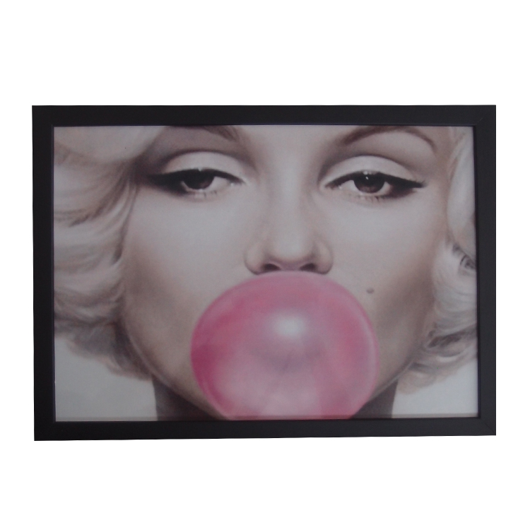 Quadro Decorativo Metal Marilyn Chiclete Cor Preto 30x40x2cm