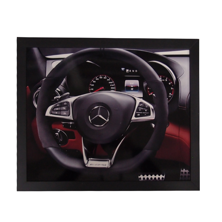 Quadro Decorativo Metal Volante Mercedes Cor Preto 40x50x2cm