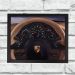 Quadro Decorativo Metal Volante Porsche Bege Cor Preto 40x50