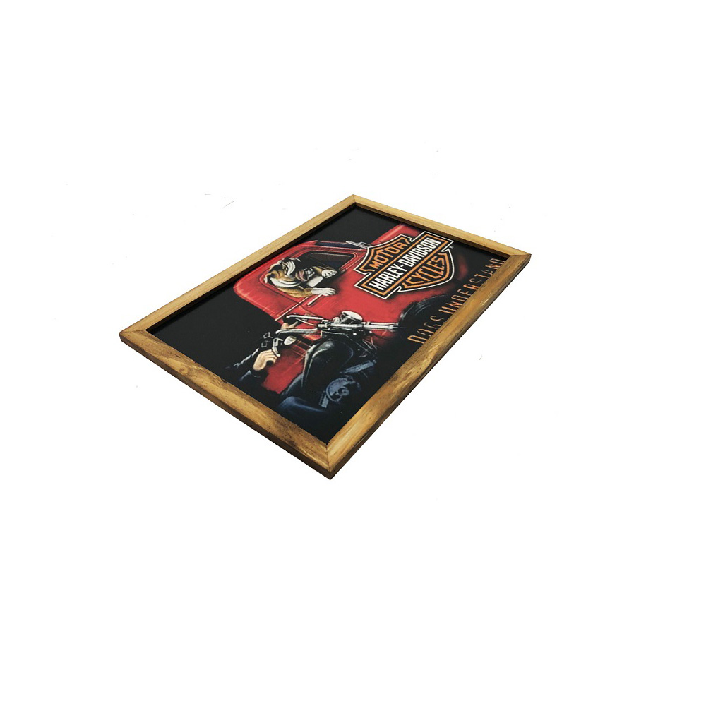Quadro Madeira Mdf 20X30 C/ Moldura e Acab. Caminhao Dog