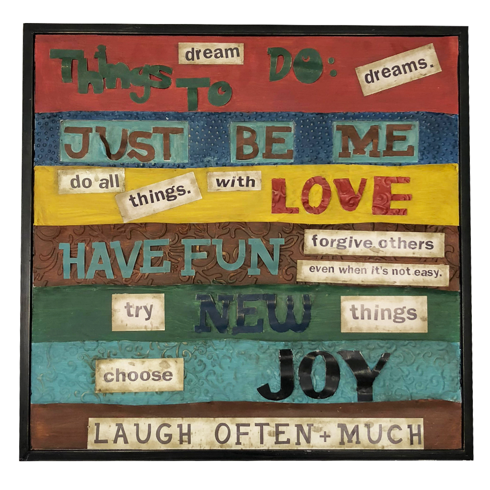 Quadro Metal Efeito Colagem Dreams Preto Quadrado 63x63x2cm