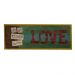 Quadro Metal Efeito Colagem Love Amarelo Quadrado 21x56x2cm