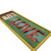 Quadro Metal Efeito Colagem Love Amarelo Quadrado 21x56x2cm