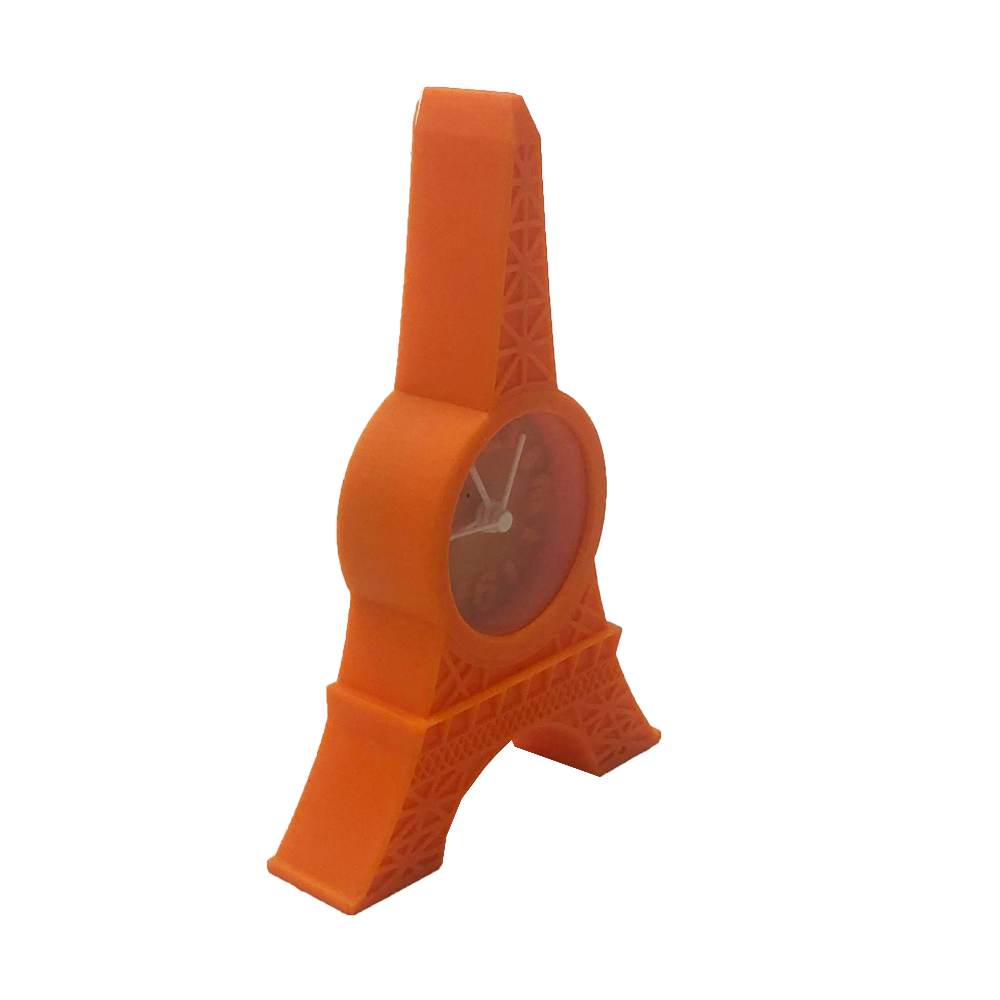 Relógio de Mesa Torre Eiffel Emborrachado Cor Laranja 12x8x2