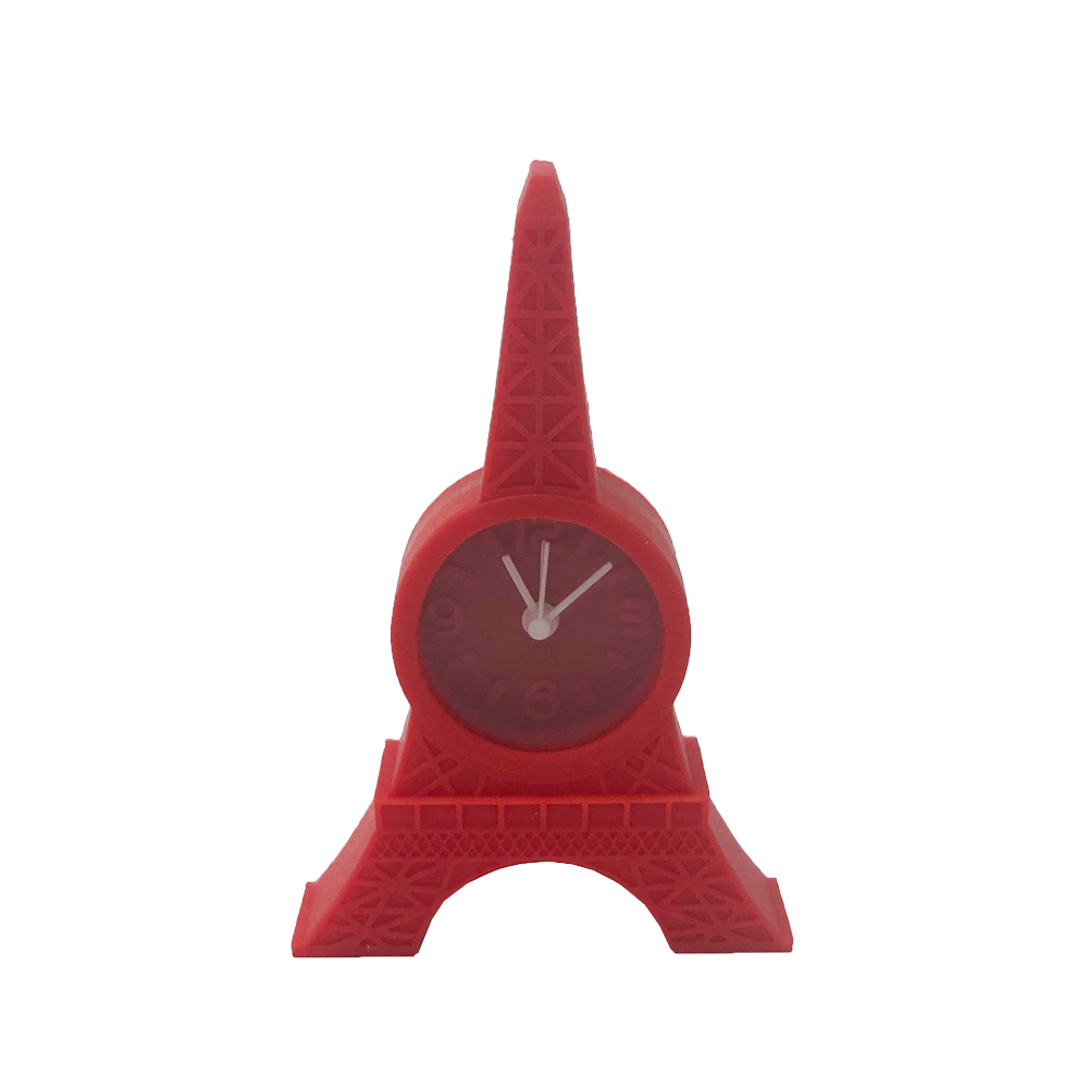 Relógio de Mesa Torre Eiffel Emborrachado Vermelho 12x8x2cm