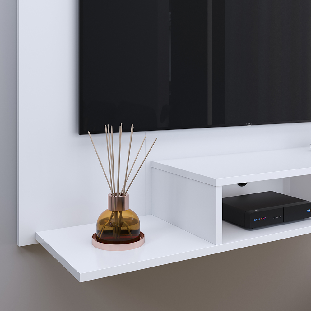 Estante Painel Suspenso TV 48 Polegadas Nicho Organizador Prateleira Decorativa Sala Quarto Moderno Dubai - Branco - RPM