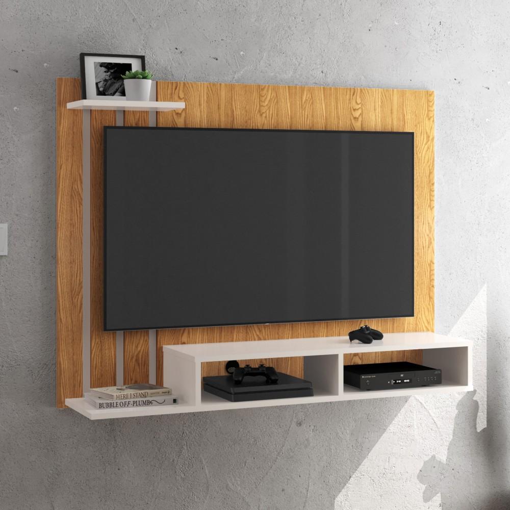 Estante Painel Suspenso TV 48 Polegadas Nicho Organizador Prateleira Sala Quarto Moderno Dubai - Nature/Off White -RPM