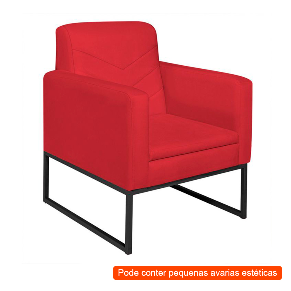 [OUTLET] Poltrona Ruanda Suede Vermelha e Preta