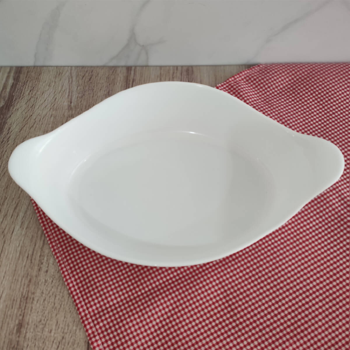 Assadeira Travessa Grande de Vidro Temperado 1,4L Opaline Marinex Branca