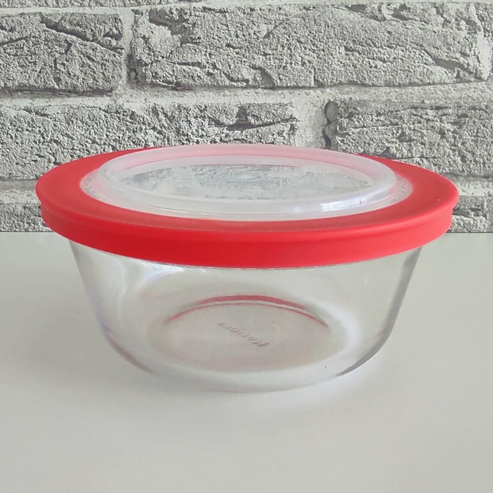 Conjunto 03 Potes Redondo De Vidro 600ml Pequeno com Tampa Plástica Facilitá Marinex