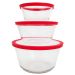 Conjunto 3 Potes de Vidro Redondo com Tampa Tigelas 600ml 1,2l 1,4l Marinex