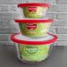 Conjunto 3 Potes de Vidro Redondo com Tampa Tigelas 600ml 1,2l 1,4l Marinex