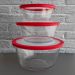 Conjunto 3 Potes de Vidro Redondo com Tampa Tigelas 600ml 1,2l 1,4l Marinex