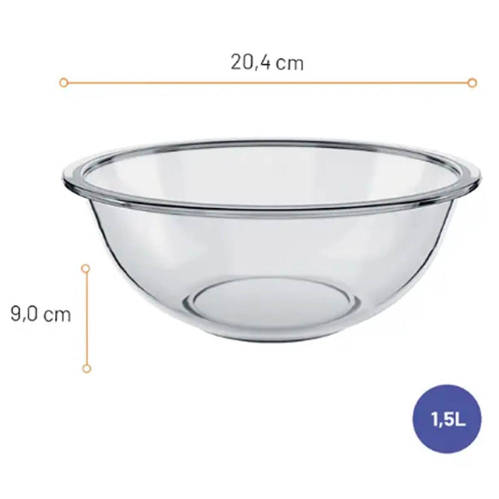Conjunto 4 Tigelas de Vidro 1,5L Potes Redondos Marinex Plus