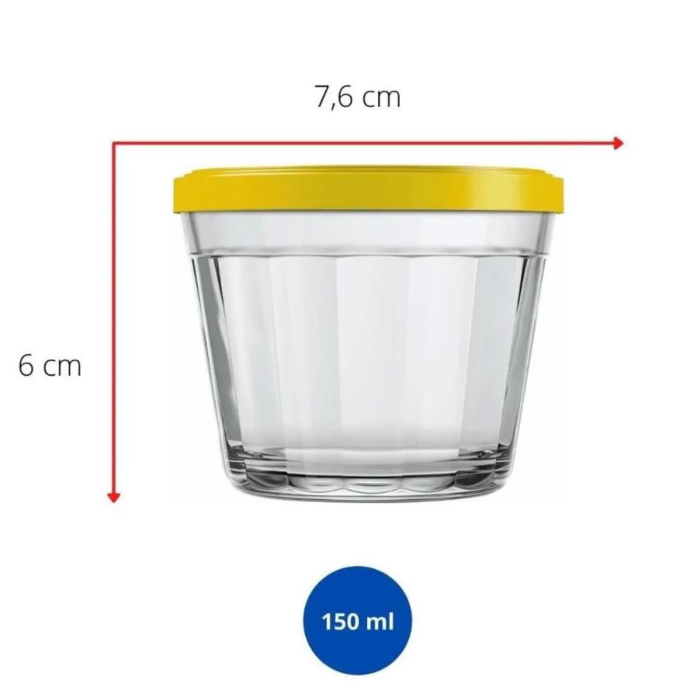 Kit 12 Potes Americanos Tigelas Pequenas de Vidro 150ml Mari