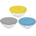 Kit 3 Potes De Vidro Redondos Plus Marinex 1,5L Com Tampas De Cores Sortidas Tigelas Bowl