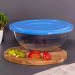 Kit 3 Potes De Vidro Redondos Plus Marinex 1,5L Com Tampas De Cores Sortidas Tigelas Bowl