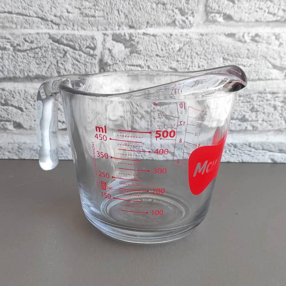 Kit 4 Jarras Medidoras de Vidro Marinex 500ml com Bico e Alça Restaurante Padaria