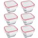 Kit 6 Potes De Vidro Quadrados Tampas Herméticas Com Travas 500ml Marmitas Facilita Marinex