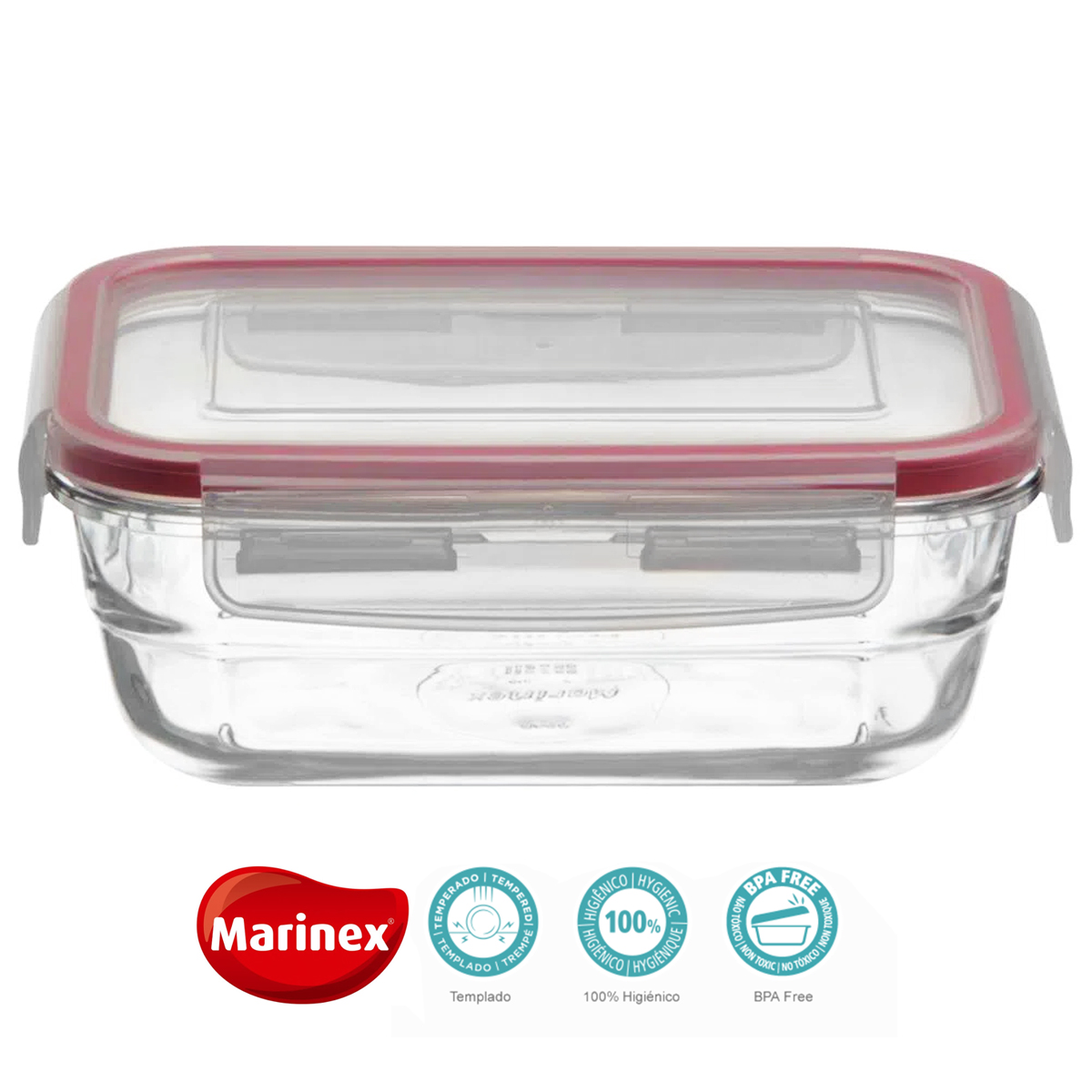Kit 6 Potes De Vidro Retangulares Tampas Herméticas Com Travas 850ml Facilita Marinex