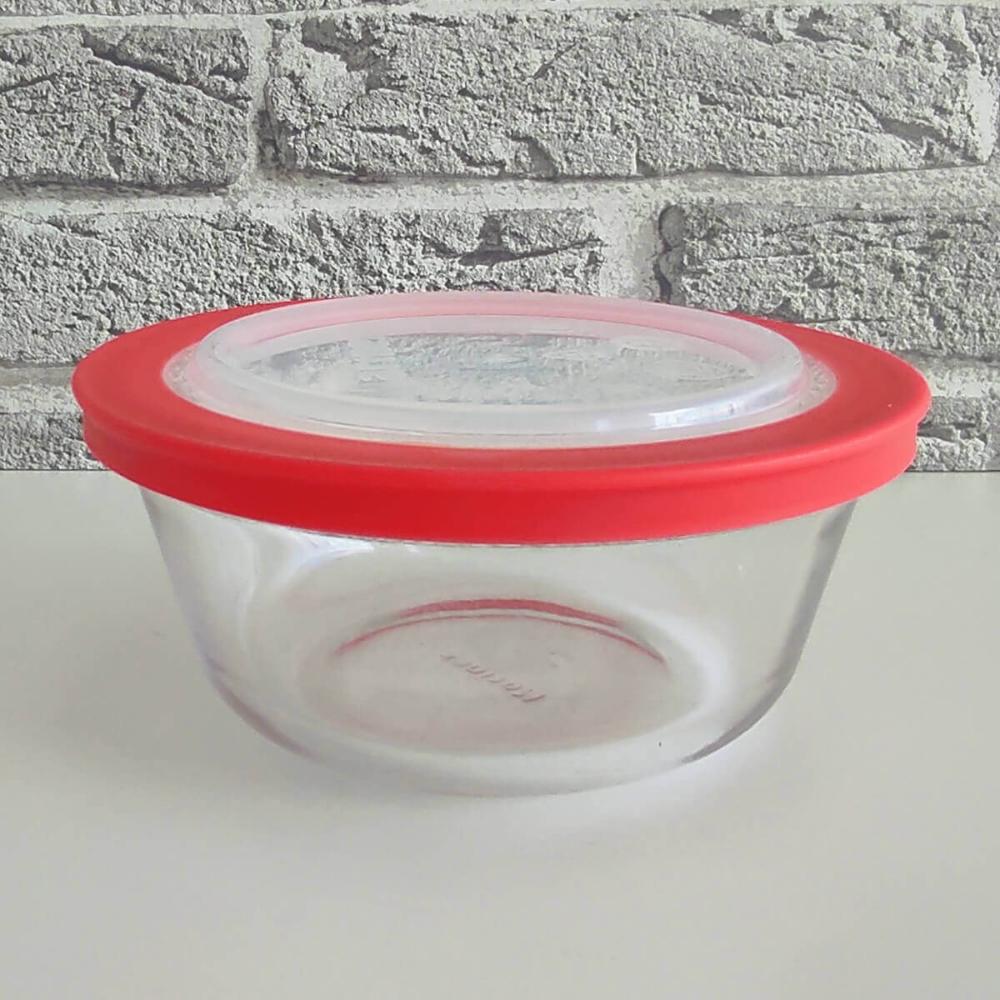 Pote Redondo De Vidro 600ml Pequeno com Tampa Plástica Facil