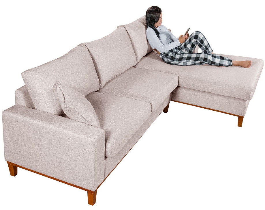 Sofá California 4 Lugares Living Chaise Linho Lado Esquerdo