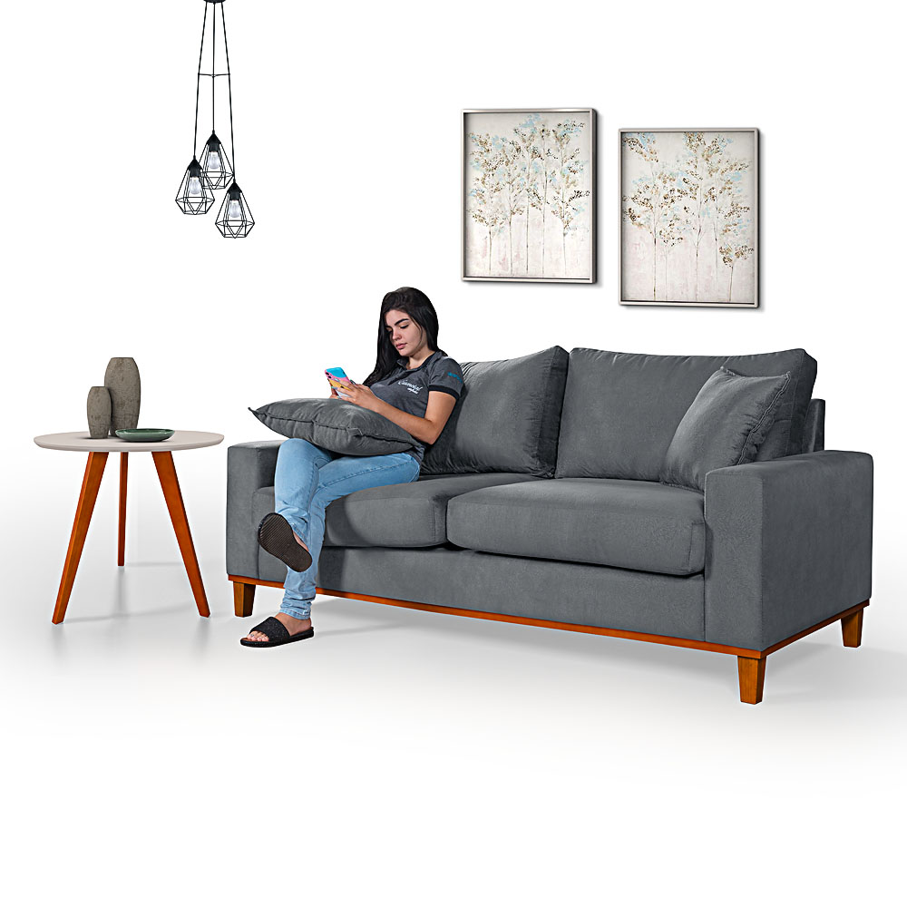 Sofá Living Istambul Em Suede Essencial Estofados