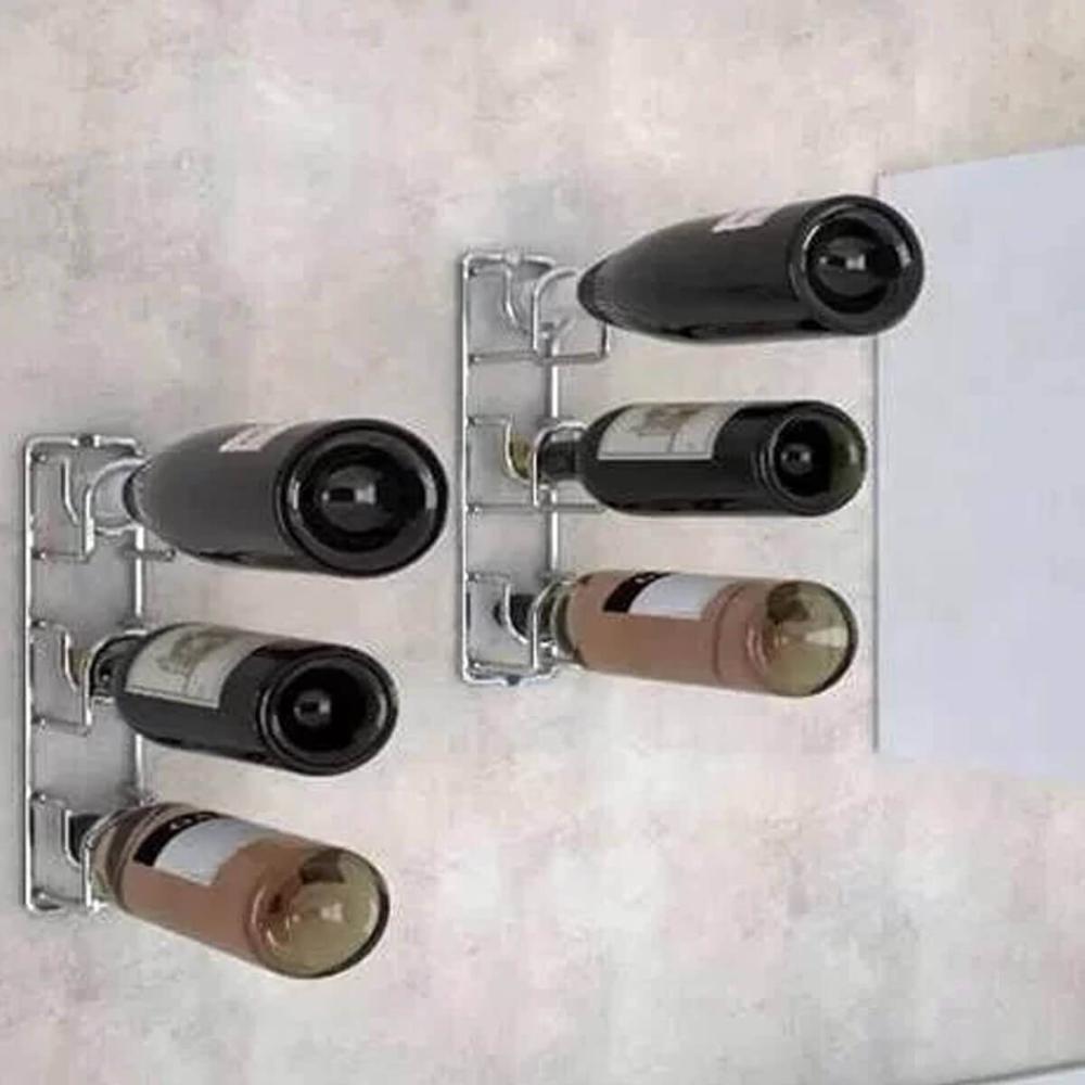 8 Mini Adega de Parede Suportes para 3 Garrafas de Vinho cada Aramado Masutti Cube Carbono