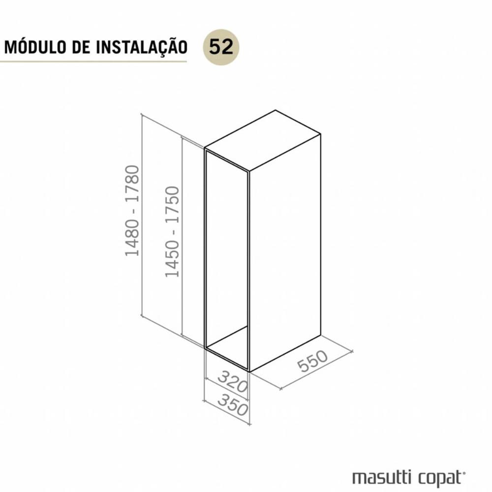 Coluna Alta Deslizante Masutti 5 Bandejas 48x24x175cm Prateleira de Embutir Armário