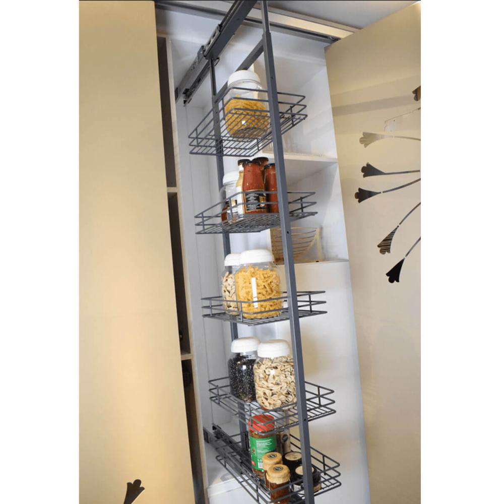 Coluna Deslizante Alta Cinza com Corrediça 5 Bandejas 35x47x175cm Aço Masutti Copat
