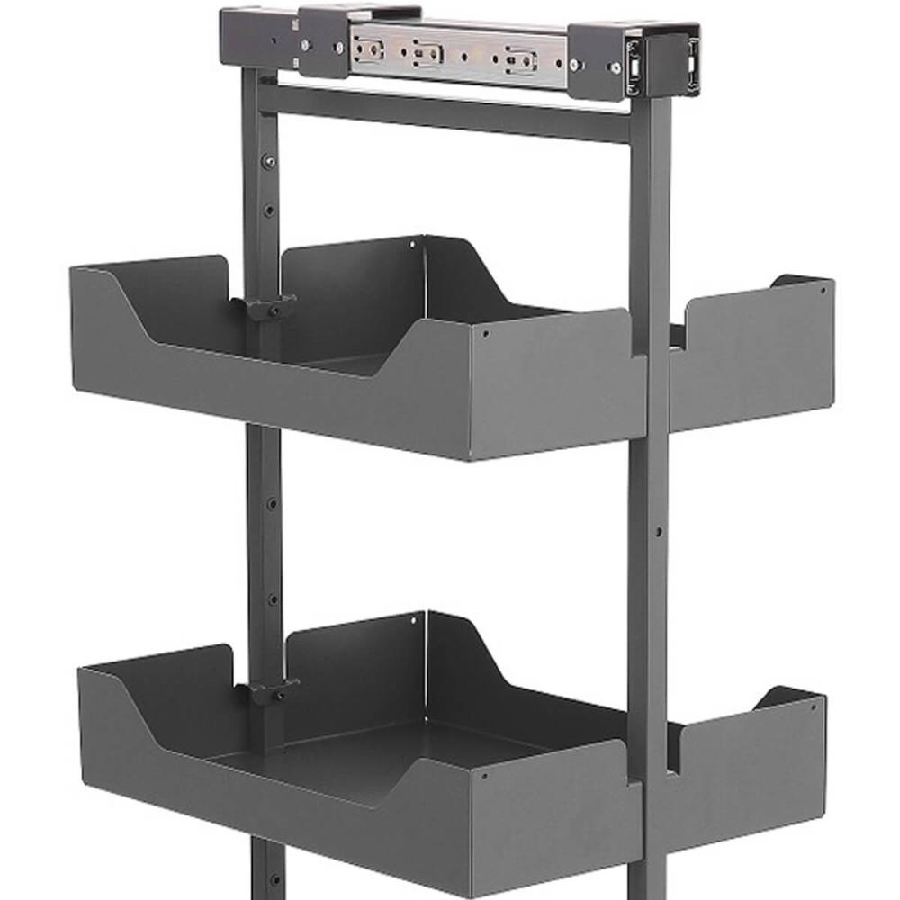 Coluna Deslizante Masutti Alta 152cm 4 Bandejas Ajustáveis Gaveteiro Organizador Cozinha Cinza