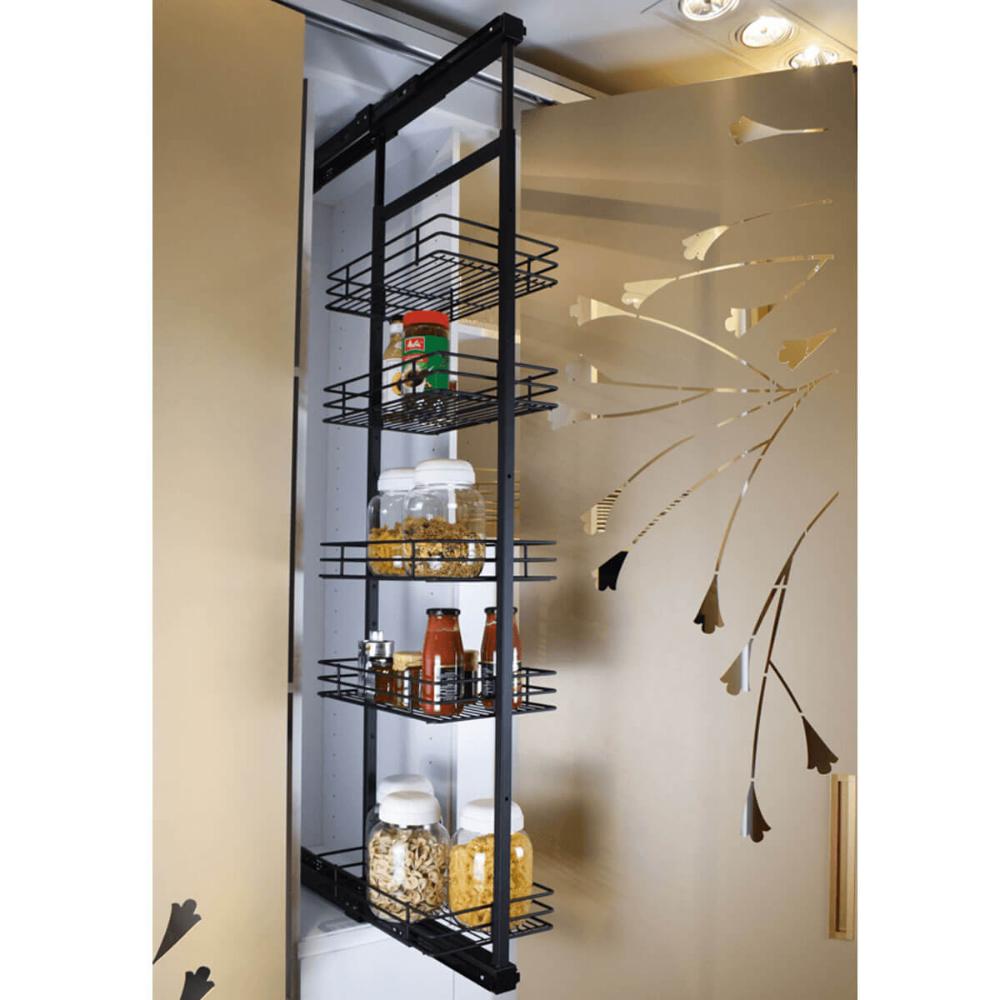 Coluna Deslizante com Corrediça 5 Bandejas 35x47x175cm Aço Preto Masutti Copat