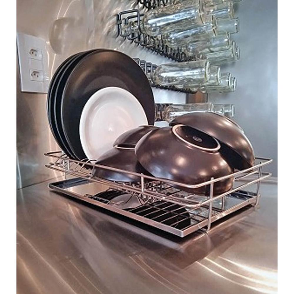 Escorredor de Louça Inox com Bandeja 26x41x8,5cm Pia ou Armário Masutti