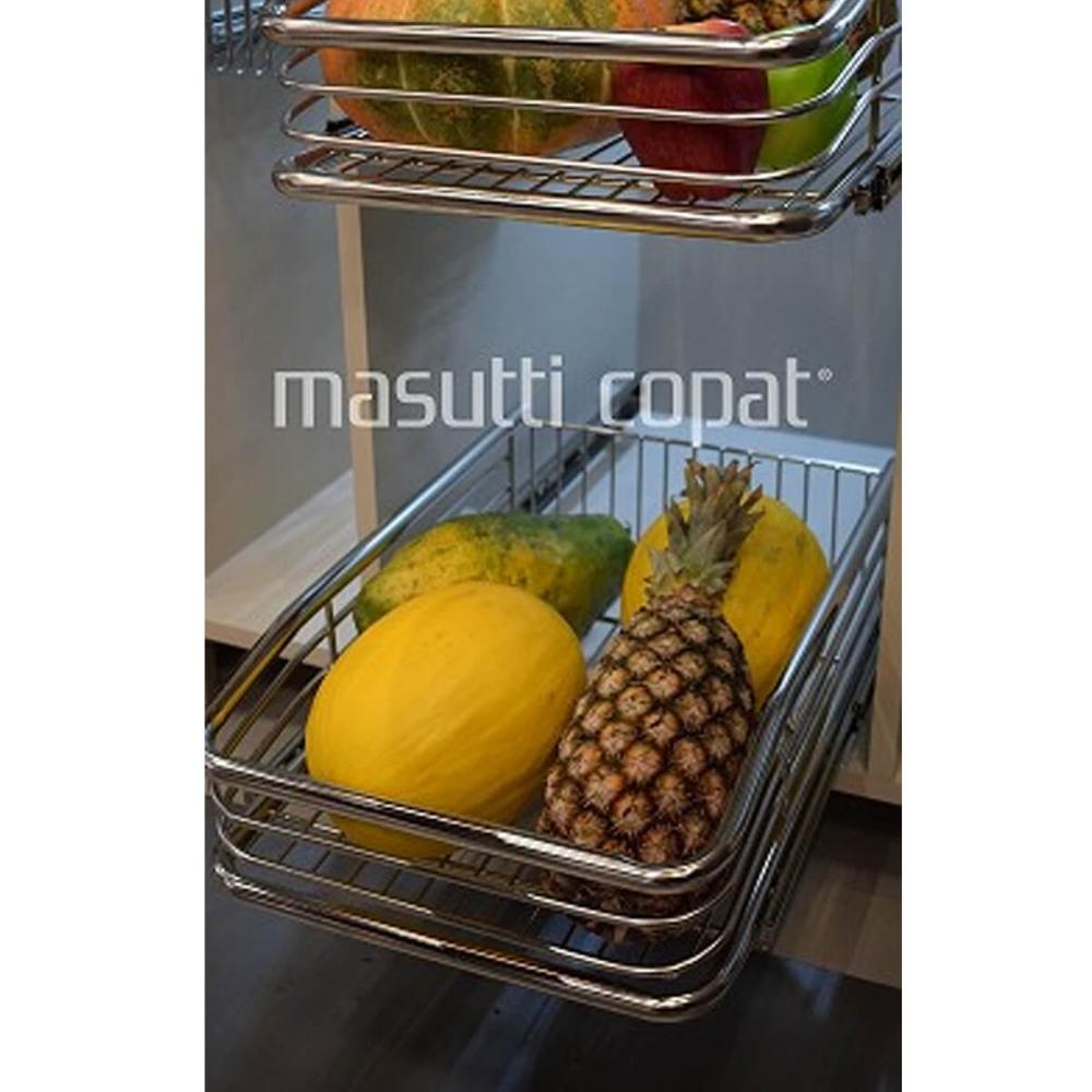 Gaveta 27cm Aramada Fruteira Aço Inox Deslizante com Corrediça para Cozinha Multiuso