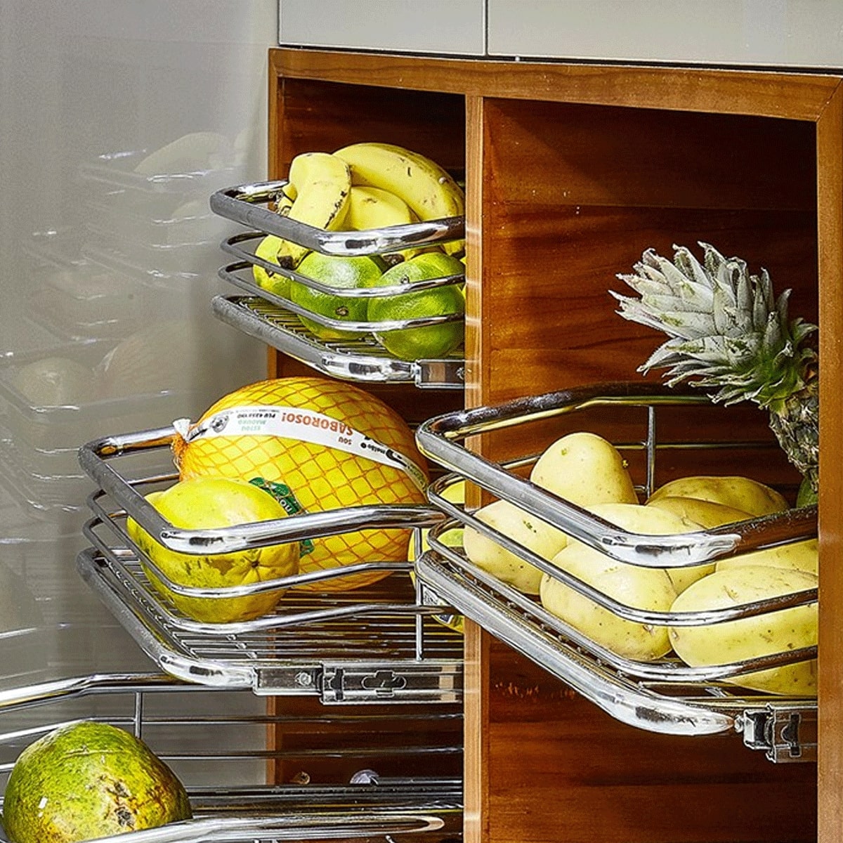 Gaveta Multiuso Masutti Fruteira Aramada Deslizante Inox 77x47x13cm Cozinha