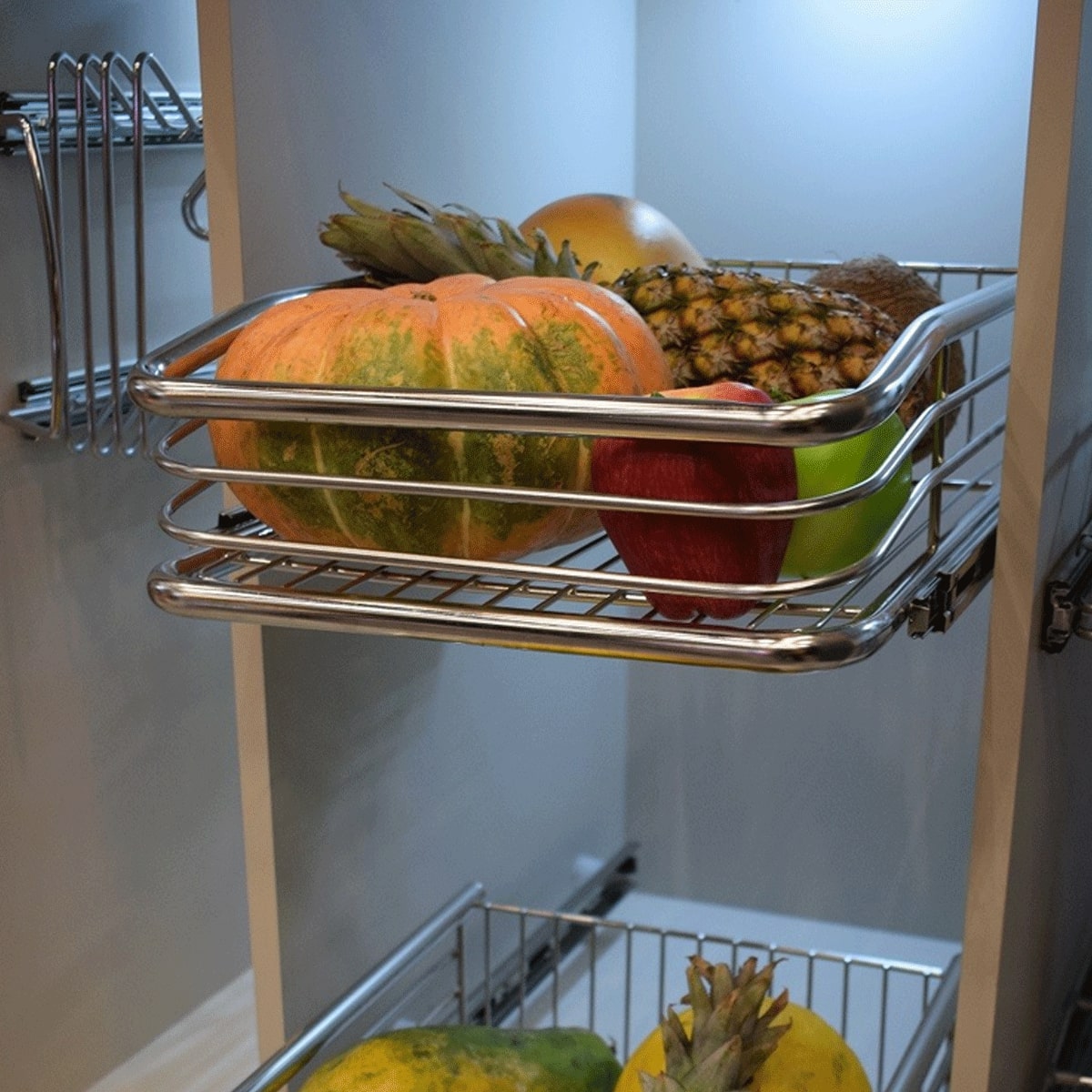 Gaveta Paneleiro 670mm Multiuso Fruteira Aramada Deslizante Corrediça Cozinha Cromada