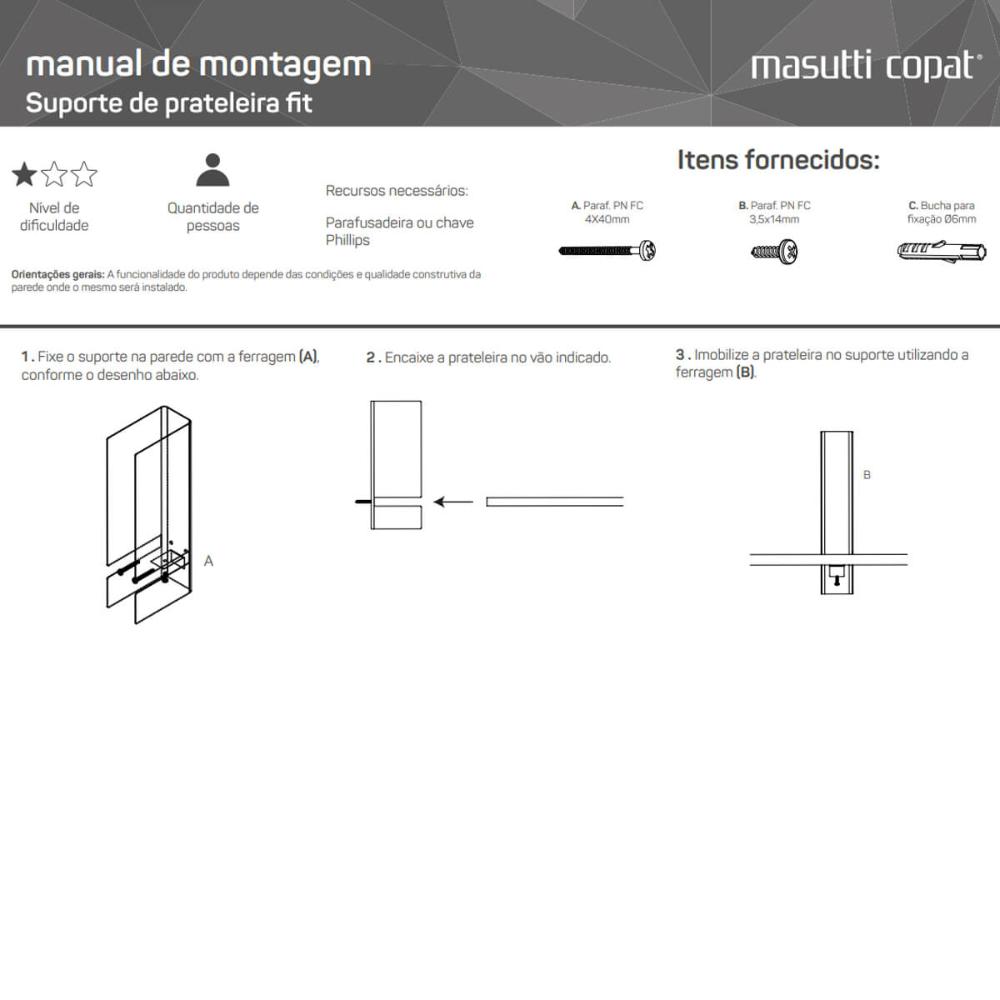 Kit 2 Mãos Francesas Pretas Suportes para Prateleiras MDF 1,