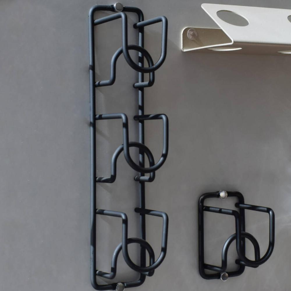 Kit 4 Mini Adega Cube para 3 Garrafas de Parede para Vinho Espumante Aramada Preta Suporte
