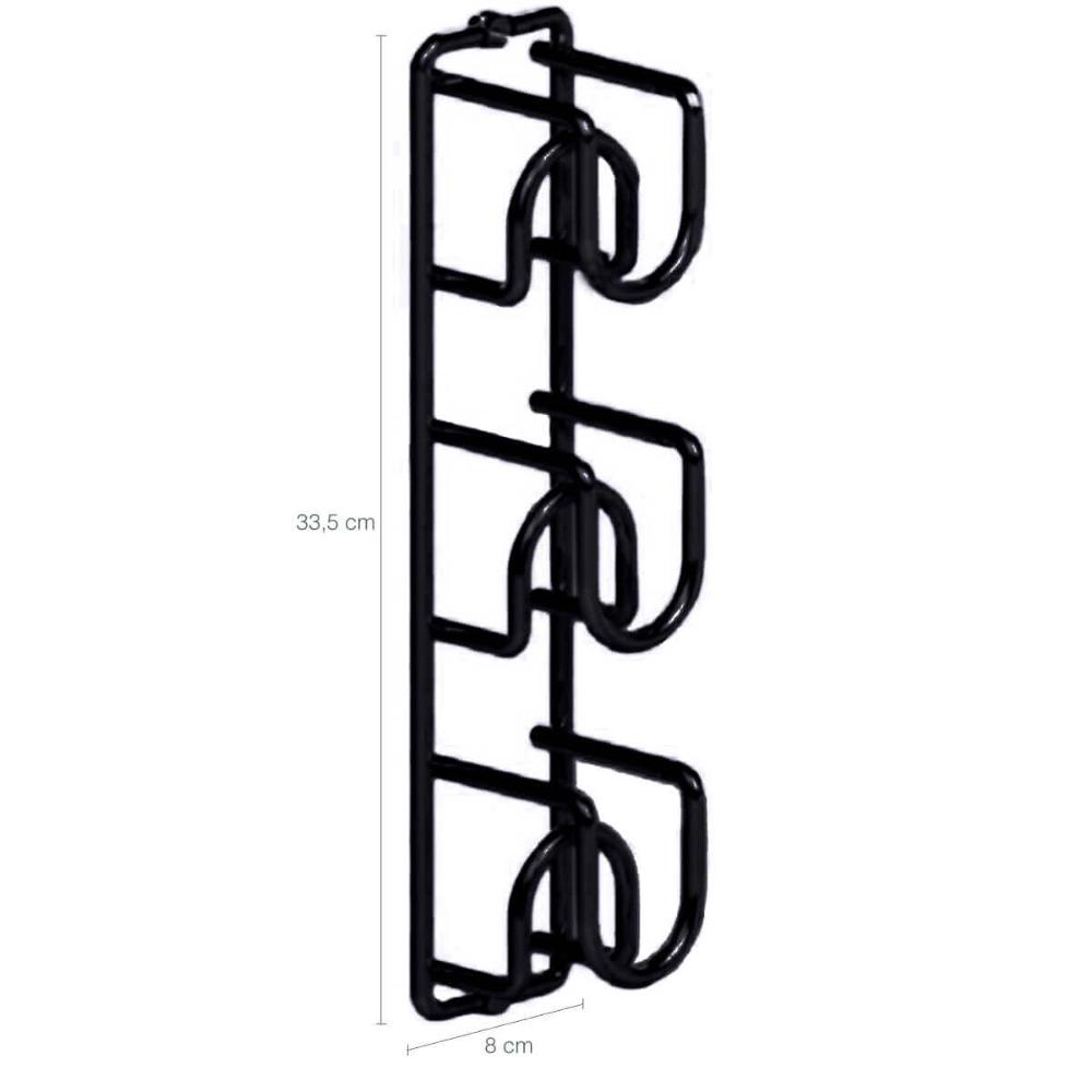 Kit 4 Mini Adega Cube para 3 Garrafas de Parede para Vinho Espumante Aramada Preta Suporte