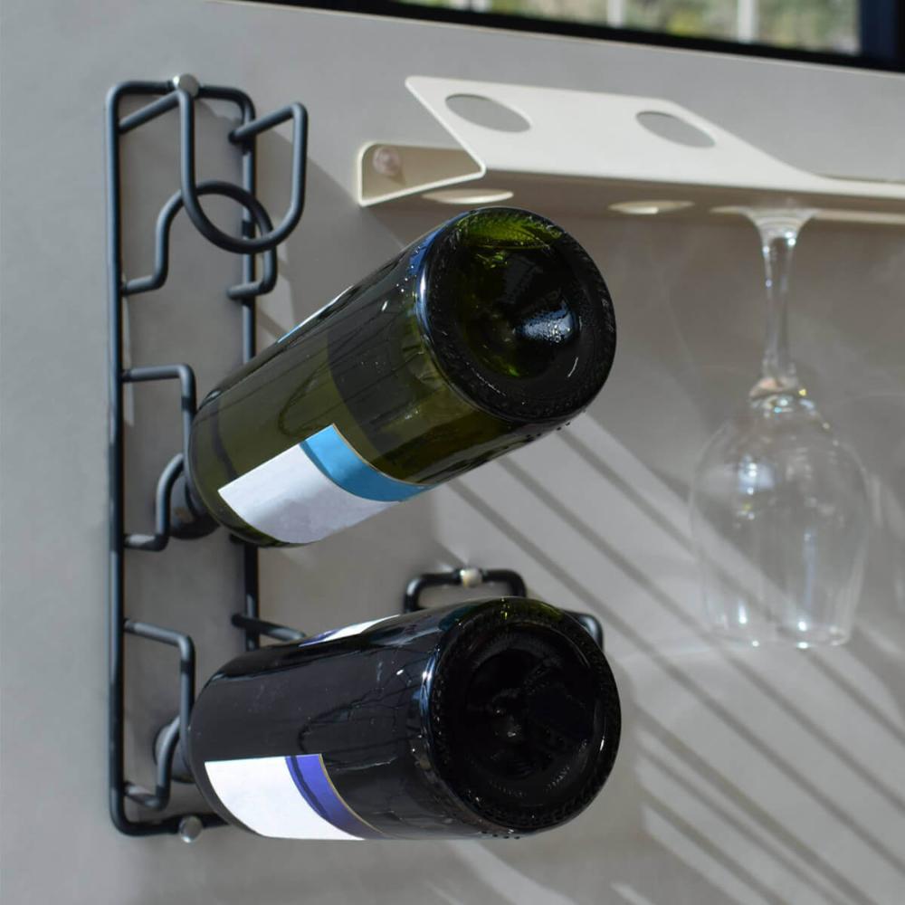 Kit 4 Mini Adega Cube para 3 Garrafas de Parede para Vinho Espumante Aramada Preta Suporte