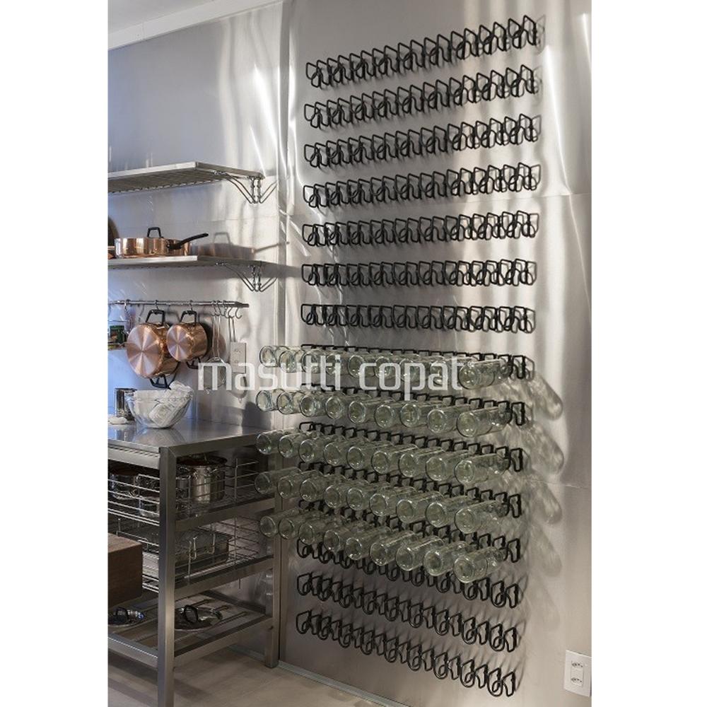 Kit 48 Mini Adega Cube Suporte 1 Garrafa de Vinho de Parede Espumante Preta