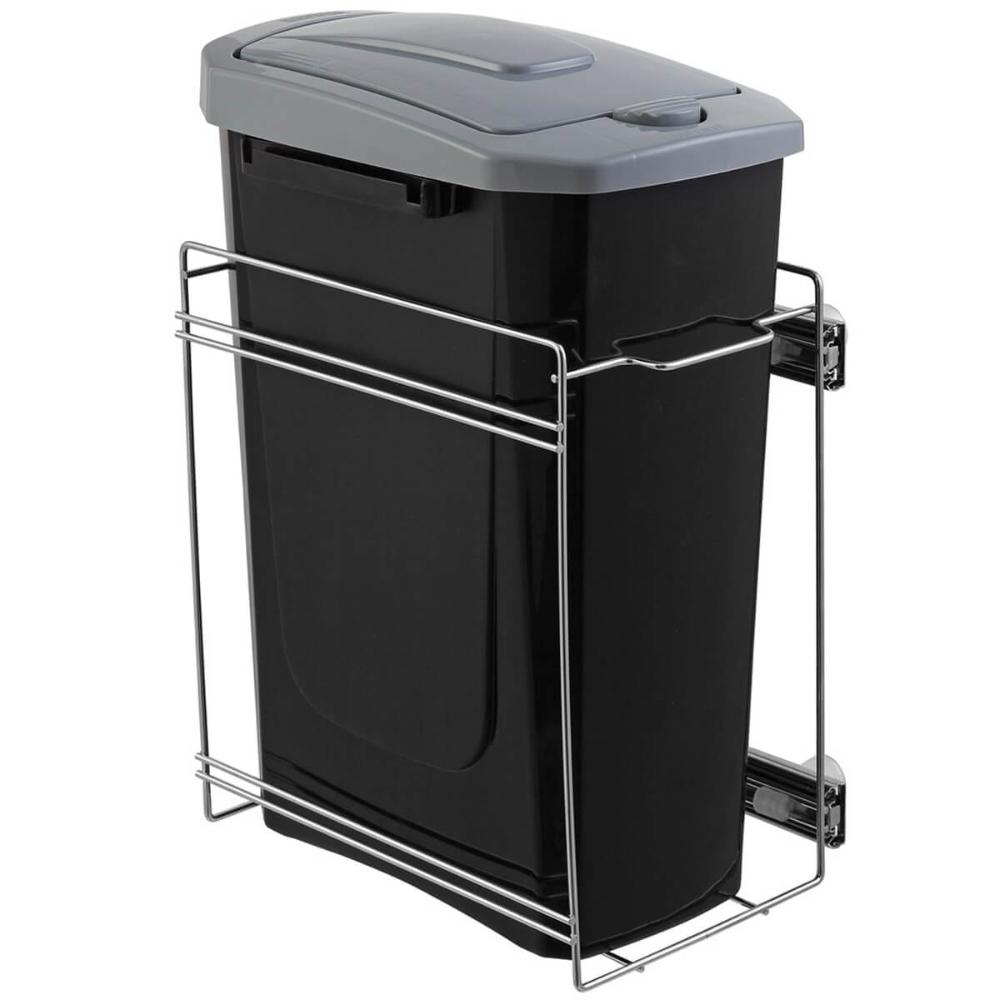 Lixeira 15L Preta com Tampa Click Deslizante de Embutir no Armário para Cozinha Masutti