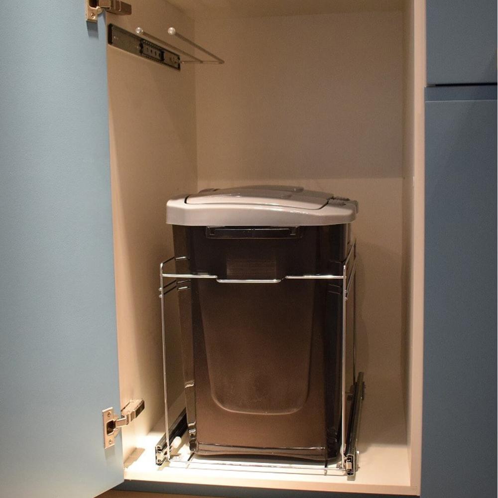 Lixeira 15L Preta com Tampa Click Deslizante de Embutir no Armário para Cozinha Masutti