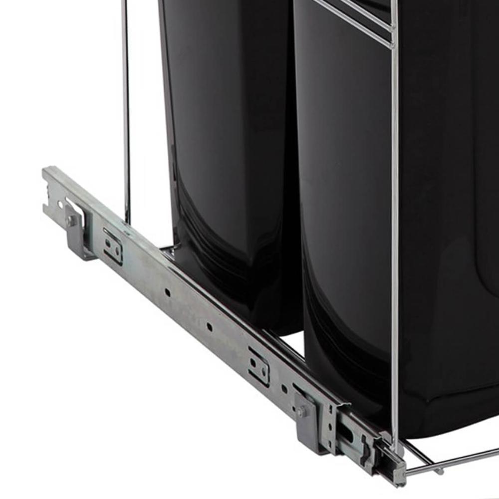 Lixeira Dupla Deslizante Cozinha 15l Preta Aço Inox Corrediç