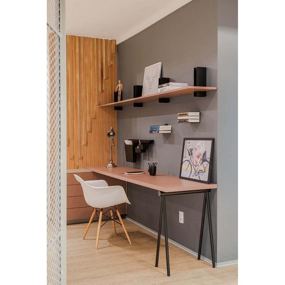 Pé de Mesa Preto Cavalete Aço Metal Para Mesa Escritório Jantar Masutti  27,5x73x54cm